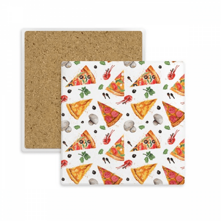 

Delious Food Pizza Illustration Pattern Square Coaster Cup Mat Mug Subplate Holder Insulation Stone