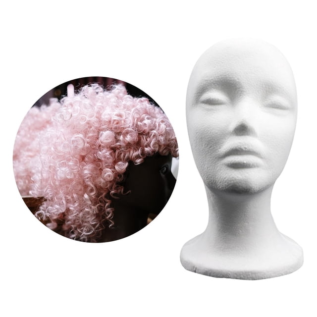 Soporte de exhibición de cabeza de maniquí Salvador Base redonda ligera Espuma de flocado Blanco