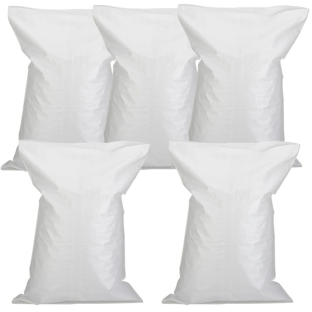 5 Pcs Sacs de Sable Robustes - Sacs de Contrôle des Inondations en Polypropylène Tissé 15.74x24.4 Pouces, Sacs de Sable Blancs Vides pour Inondation, Protection contre les Tempêtes, Préparation aux Urgences et Barrière à l'Eau