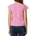 thumbnail image 3 of INSPIRE CHIC Women's Solid V Neck Cap Short Sleeves Work Blouse XS Rose Pink, 3 of 6