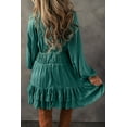 thumbnail image 2 of Women's Mist Green Tiered Ruffled Puff Sleeve Mini Dress - Elegant & Playful - [ZhiHiMeRi] | (US 12-14)L, 2 of 6