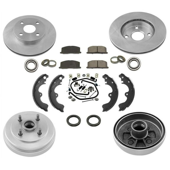 Rotors Drums Brake Pads Shoes Bearing Spring Kit for Toyota Tercel 96-98 No ABS