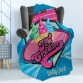 thumbnail image 4 of Vintage Soft Flannel Fleece Blanket, Vector Background with Ice Cream Illustration Food Sweets Yummy Design Print, Cozy Plush for Indoor and Outdoor Use, 50" x 70", Blue and Hot Pink, by Ambesonne, 4 of 5