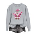thumbnail image 2 of QIUOMBBP Women's Christmas Sweatshirt Casual Crew Neck Long Sleeve Shirts Cute Xmas Santa Claus Graphic Pullover Sweater, Gray, XXL, 2 of 7