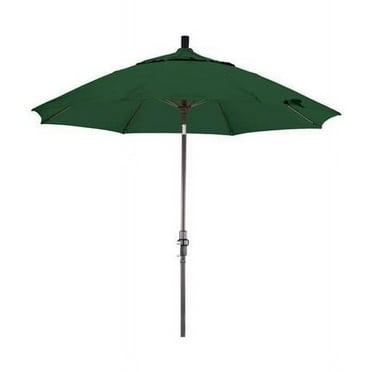 California Umbrella  9 ft. Sun Master Series Aluminum & Fiberglass Crank Collar Tilt Market Umbrella, Forest Green Sunbrella