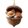 thumbnail image 5 of romoty 3D Resin Sleeping Red Fox Christmas Tree Ornament, Woodland Fox in Acorn Nut Shell Hanging Figurine for Holiday Home Decor, 5 of 6