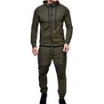 thumbnail image 1 of Men's Tracksuit Set Camouflage Sweatshirt Jogger Sweatpants Solid Patchwork Warm Sports Suit, 1 of 3