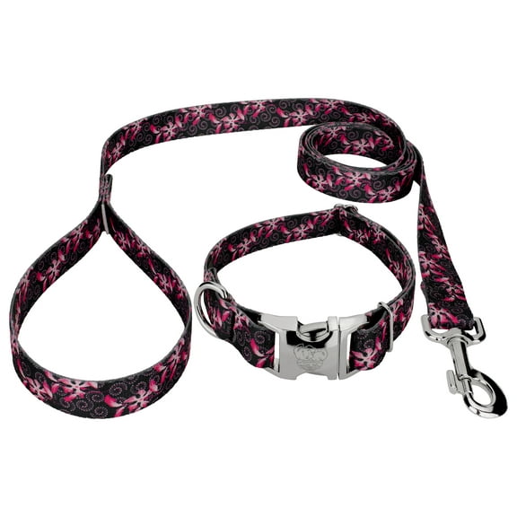 Country Brook Petz® Premium Pink Honeysuckle Breeze Dog Collar and Leash, Large