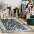thumbnail image 4 of Ottomanson Machine Washable Cotton 4x6 Flatweave Area Rug for Living Room, 4' x 6', Black Floral, 4 of 4