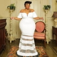thumbnail image 2 of AURA Plus Size V Neck Maxi Dress Women Flare Sleeve High Waist Elegant Summer Party Dress, 2 of 4