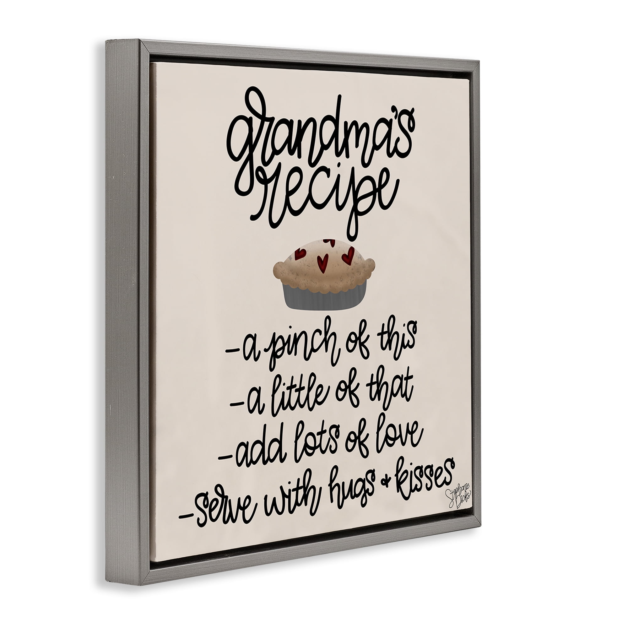 Stupell Industries Grandma's Dessert Recipe Food & Beverage Painting Gray Floater Framed Canvas Art Print Wall Art, 25 x 25