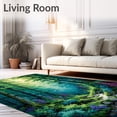 thumbnail image 2 of ODIKA 4'x6' Machine Washable Non-Slip Area Rug, Enchanted Forest Whimsical Woodland Scene High Traffic Rug, Green, 95453, 2 of 7