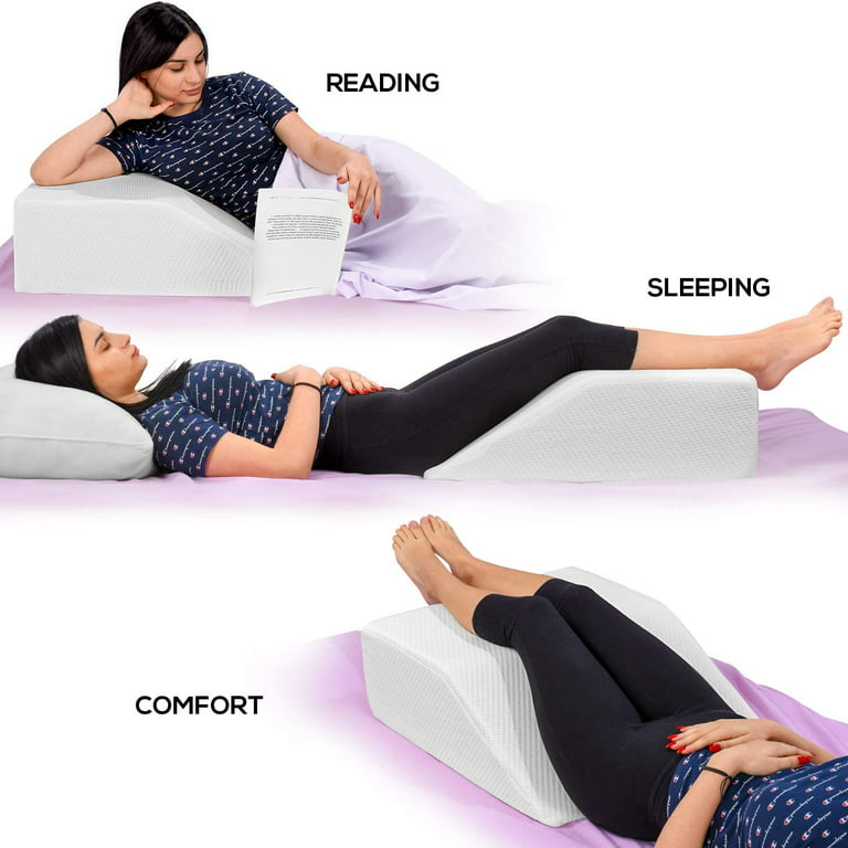 Ebung Leg Elevation Pillow with Cooling Gel - Memory Foam Leg Rest -  Elevating Foam Wedge- Relieves Leg Pain, Hip and Knee Pain