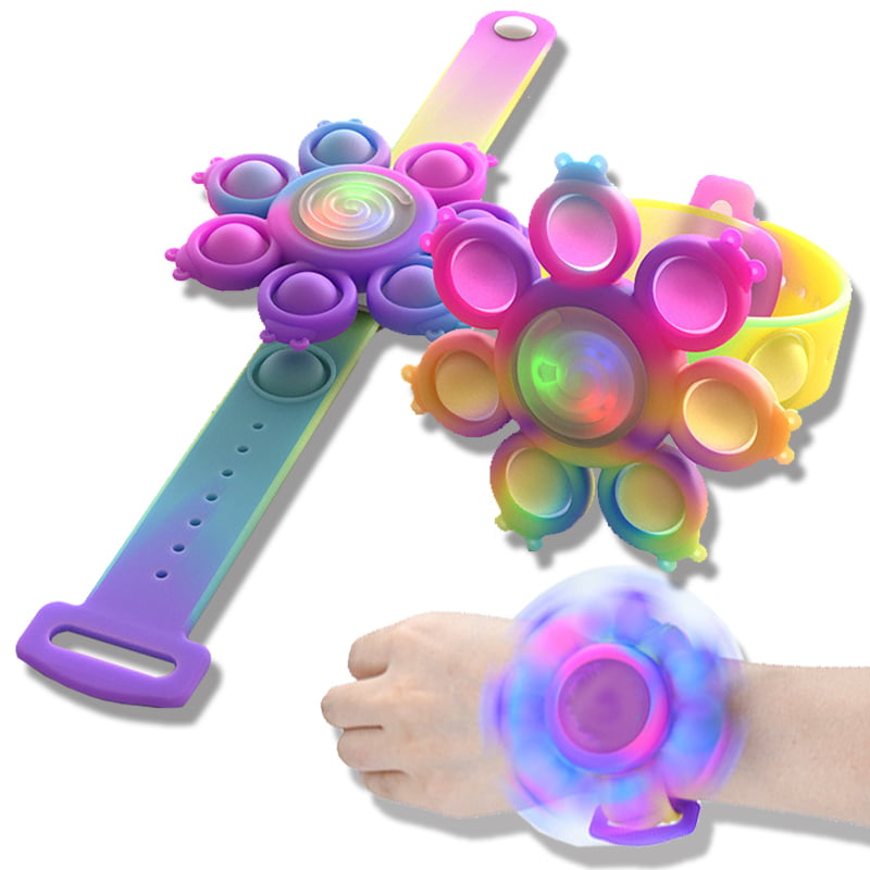 Luminous Fidget Toys Hand Spinner ADHD Stress Relief Bubble Bracelet Popit Gifts 