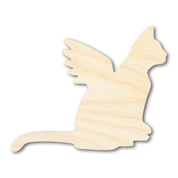 Unfinished Wood Angel Cat Shape - Pet Craft - up to 46" 14" / 1/4"