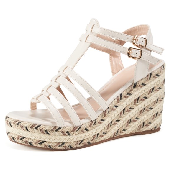 Women Wedge Heel Sandals Platform Waterproof Open Toe Sandals Buckle Casual Sandals