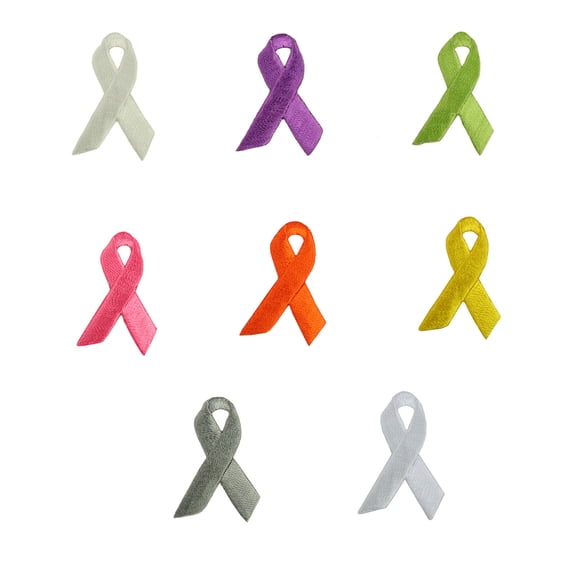 Embroidered Cancer Awareness Ribbon Sticker Self Adhesive Iron-On Sticker Patch