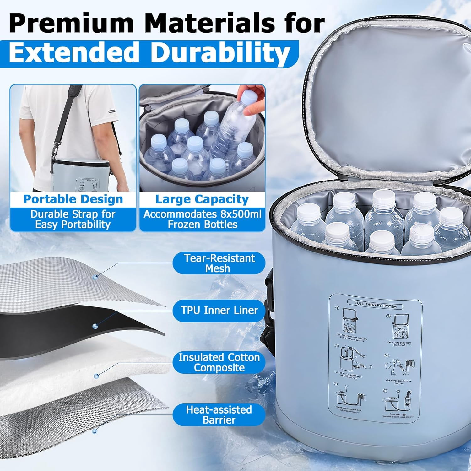 Cold Therapy Machine with Programmable Timer, Portable Knee Ice Machine for Knee After Surgery, Knee Replacement Recovery System, Cryotherapy Pain Relief w/Compression Pad