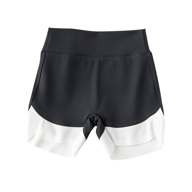 Zpanxa Girls Summer High Waist Breathable Comfortable Shorts Nylon Ruffle Hem Athletic Safety Short Pants 4 Years