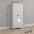 thumbnail image 2 of Prepac Yaletown 72" Tall Storage Cabinet with Solid Wood Legs, Pantry Cabinet with 3 Adjustable Shelves, Armoire for Bedroom, Bathroom, Kitchen and Home Organization White, 16" D x 32" W x 72" H, 2 of 11