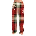 thumbnail image 2 of Women's Christmas Printed Plush Casual Pants with Drawstring Elastic Waist, Long Trousers for Home and Casual Wear, Comfortable Design,Multicolor,M, 2 of 6