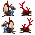 thumbnail image 1 of Minkissy 2 Pairs Reindeer Barrettes Hair Accessory Assorted Color Photography Props, 1 of 8