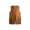thumbnail image 7 of EYNMVR Tassel Vest Suede Cowgirl Long Fringe Waistcoat Sleeveless Cardigan Jacket Western Cowboy Outfit Hippie Vest Coat, 7 of 7