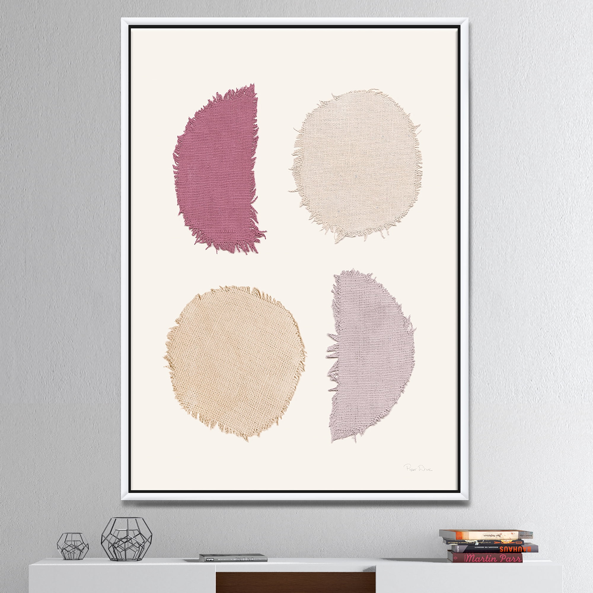 Designart ' Unique Beige Circle Designs II ' Modern Transitional Framed Canvas