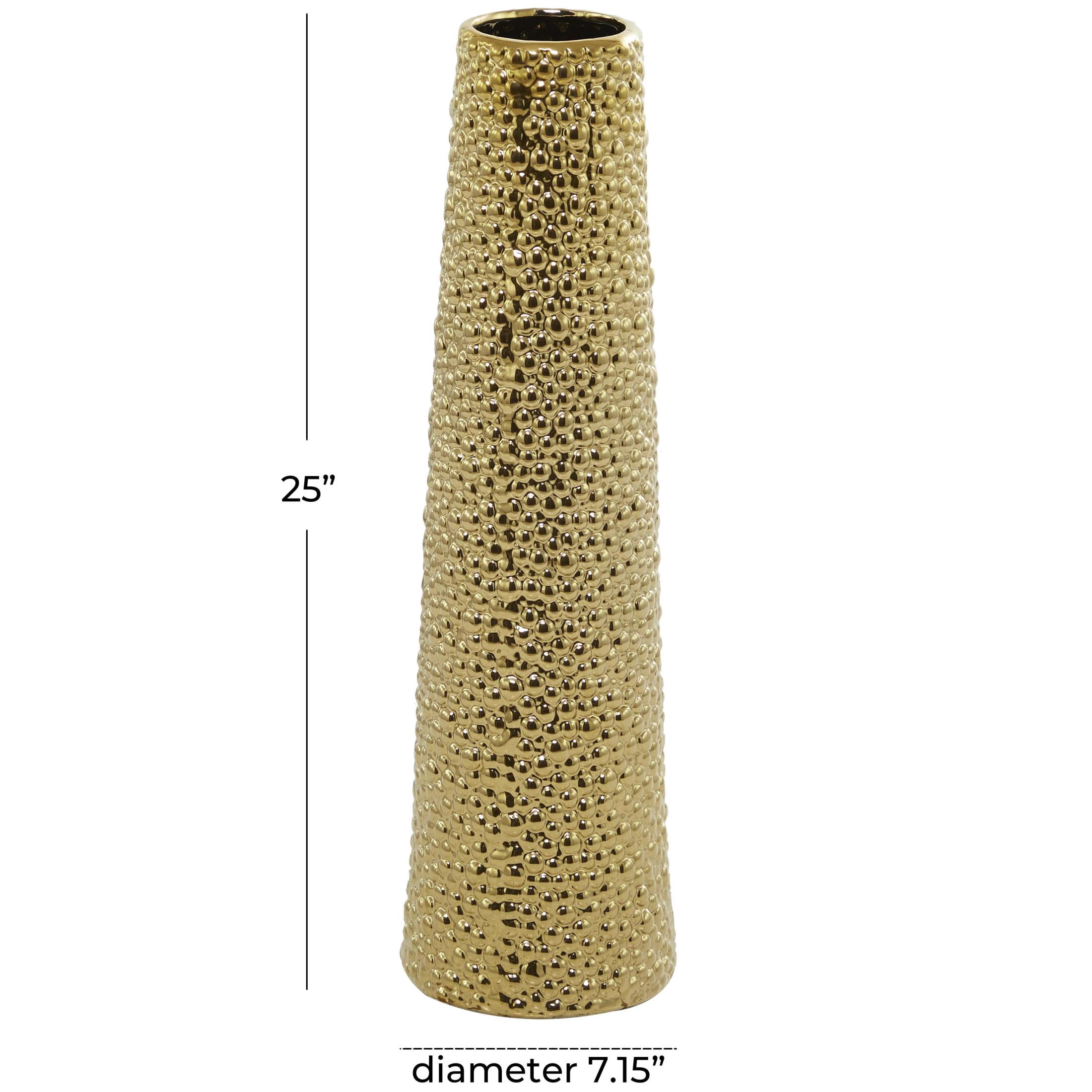 DecMode 25" Gold Ceramic Vase with Bubble Texture