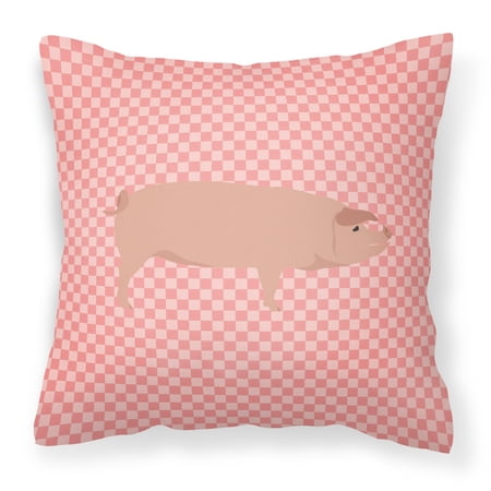 American Landrace Pig Pink Check Fabric Decorative Pillow