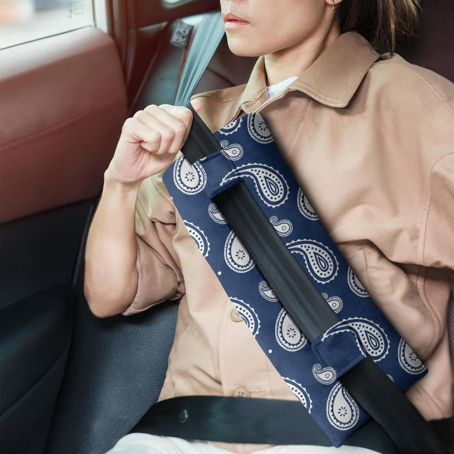 Abdominal Surgery Pillow Seatbelt Cushion for Hysterectomy Recovery (Striped Pattern)