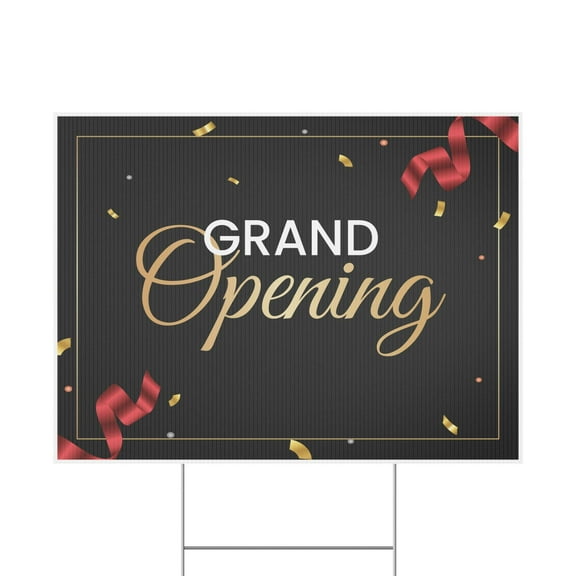 Grand Opening, Yard Sign, 18x12, 24x18, 36x24, Double Sided, H-Stake Included, v5