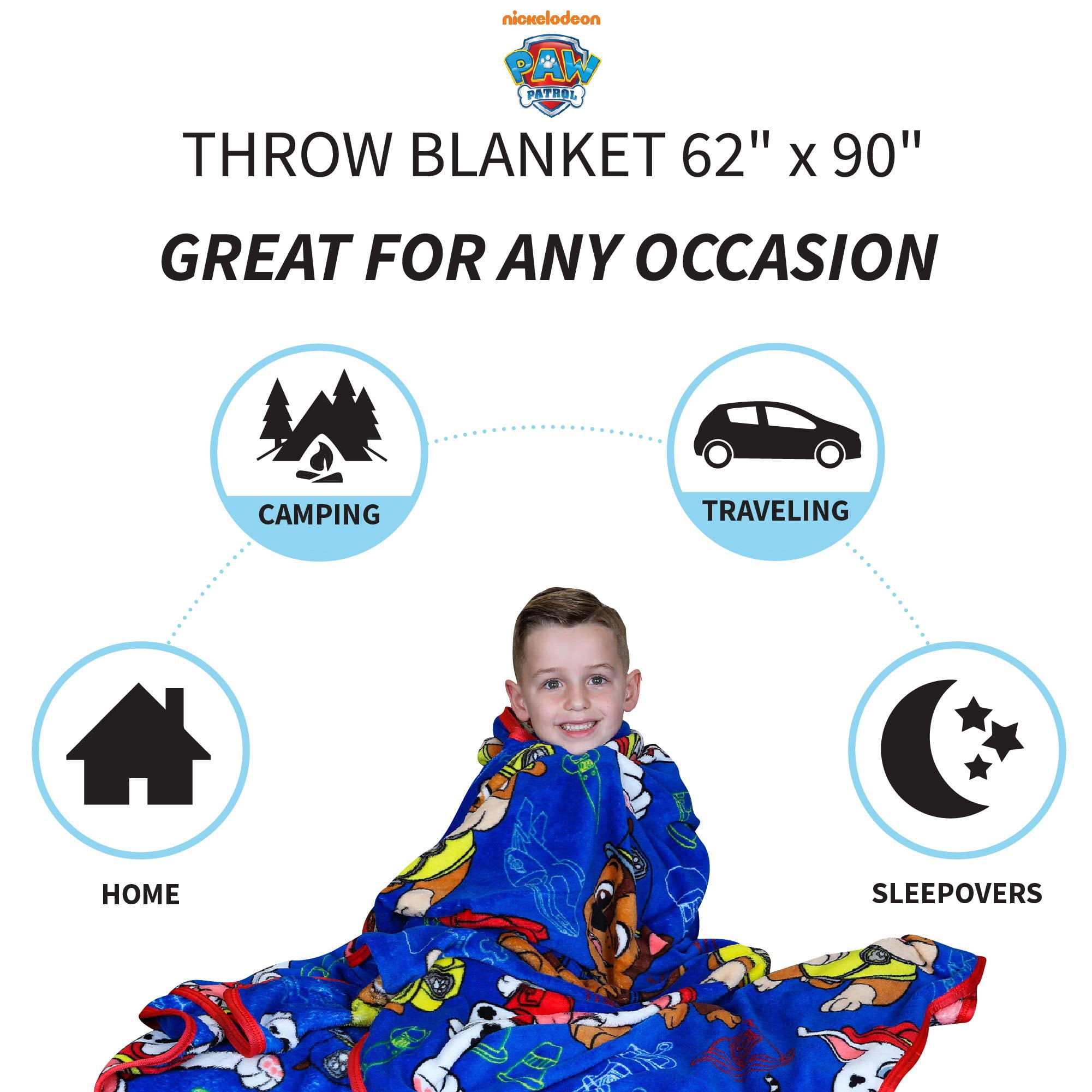 Franco Kids Bedding Paw Patrol Plush Throw Blanket, 62 in x 90 in
