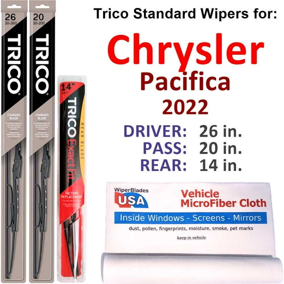 2022 Chrysler Pacifica Wiper Blades (Set of 3) w/Rear Wiper