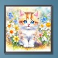 thumbnail image 3 of Pintura de diamante 5D DIY, kit de gato con taladro redondo completo, decoración del hogar, arte artesanal, 30x30cm, 3 of 9