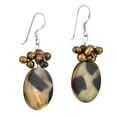 thumbnail image 4 of Wild Leopard Animal Print Pearl Cluster Sterling Silver Dangle Earrings, 4 of 4