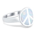 thumbnail image 2 of Peace Sign Ring Inlay Round Lab Created White Opal 925 Sterling Silver Size 4, 2 of 6