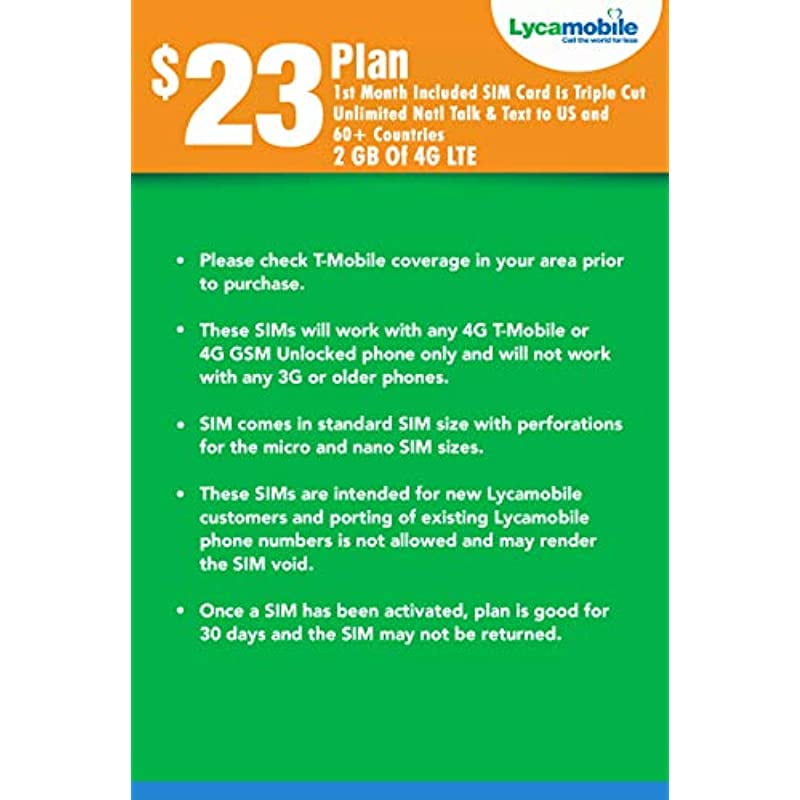 $23 Plan 1st Month Included SIM is Cut Unlimited NATL Talk & Text to US and 75+ Countries 2GB of 4G LTE - Walmart.com