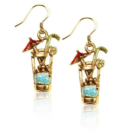 Whimsical Gifts 2669G-ER Cocktail Drink Charm Earrings in Gold