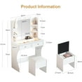 thumbnail image 7 of Vanity Desk with Mirror and Lights | 31.5" Modern Glass Top Makeup Vanity Set with 2 Drawers & Hidden Storage Stool | Small Space Dressing Table for Bedroom(White), 7 of 7