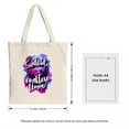 thumbnail image 3 of Stylish Tote Bag with Vibrant Purple & Blue Background Headphone Portrait and ' Svedd contlave lome ' Text - Perfect for Shopping & Travel, 3 of 4