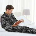 thumbnail image 6 of Fuzoiu Black Cats In A Garden Print Men's Long-Sleeved Pajama,Lounge Button Down Nightwear,Mens Notch Collar Pajama Set -Small, 6 of 7