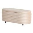 thumbnail image 2 of Costaelm Alaia 42.5" Wide Mid-Century Modern Upholstered Velvet Oval Storage Ottoman Bench, Tan, 2 of 3