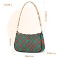 thumbnail image 3 of Womens Chain Shoulder Bag Green and Red Lattice Grid Classic Tote Handbags Fashion Clutch Hobo Purse with Zipper for Travel Casual, 3 of 7