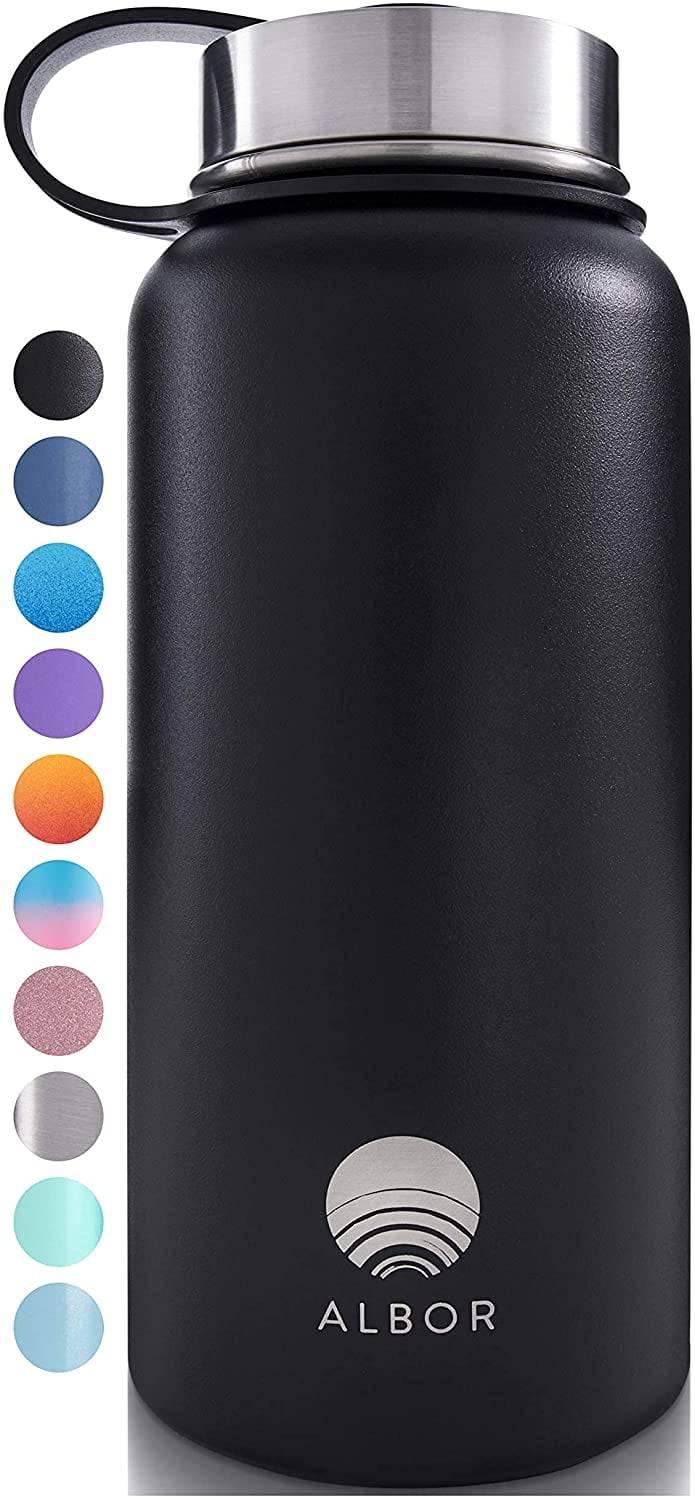 ALBOR Triple Insulated Water Bottle with Straw and 4 interchangeable