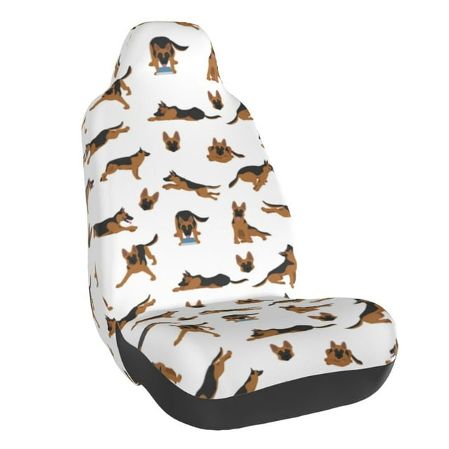 Wukai German Shepherd Dog Full Set Car Seat Covers with Soft Padding Universal Auto Front Seats Protector and Cushion Mat