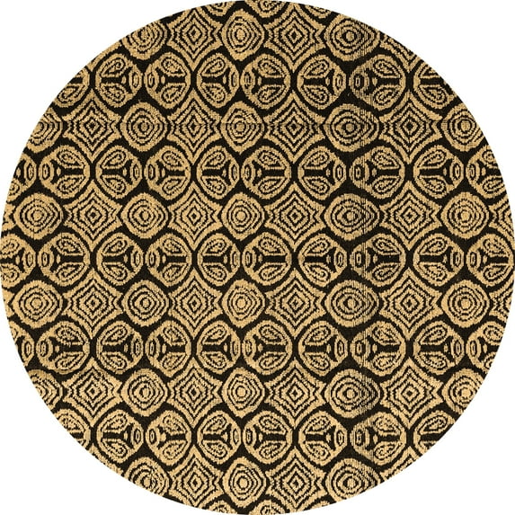 Ahgly Company Indoor Round Abstract Brown Modern Area Rugs, 5' Round