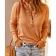 thumbnail image 2 of Blusa de punto Jersey Hombro caído Manga larga Color puro Cuello redondo Tops con botones para mujer Naranja S, 2 of 6