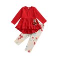 thumbnail image 1 of Kmbangi Baby Christmas Long Sleeve + Trouser Elk Embroidery Ruffle Clothes Set, 1 of 10