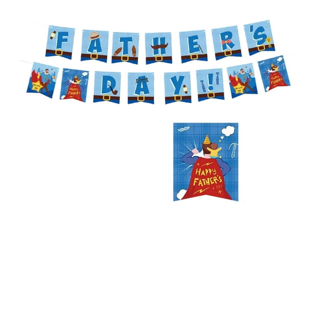 Aihimol Happy Father's Day Party Supplies Fathers Day Tableware Set,1Pcs Banner,Fathers Day Party Decorations Disposable Dinnerware